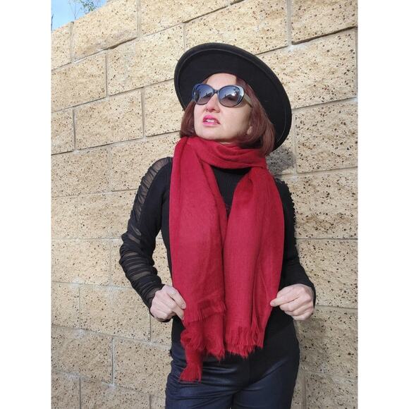 New baby Alpaca wool Shawl wrap Scarf Head Wrap Blanket Red - Picture 5 of 9